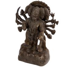 Handmade Blackened brass Panch Mukhi Standing Lord Hanuman Statue