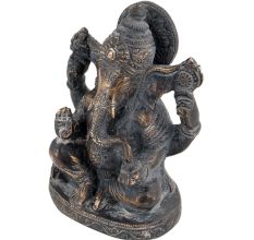 Handmade Black Brass Ganesha Statue In Sitting Posture
