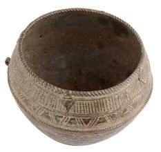 Hand Carved Brown Brass Dhokra Art Rice Bowl
