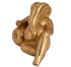 Handmade Antique Gold Modern Ganesha Statue In Relaxing Pose