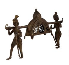 Handmade Antique Gold Brass Dhokra Warrior Bow Arrow Statue
