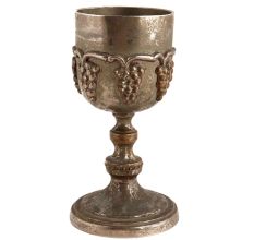 Handcrafted Brown Brass Wine Cup Grape Embossed Design