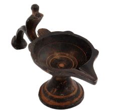 Single Brass Deepak Oil Lamp Cobra Handle
