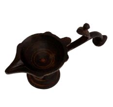 Single Brass Deepak Oil Lamp Cobra Handle