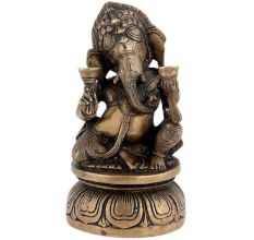 Holy God Ganesha Statue In Antique Brass