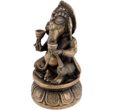 Holy God Ganesha Statue In Antique Brass