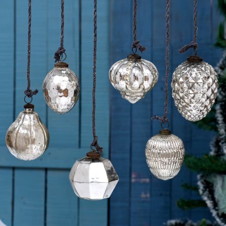 Silver Christmas Hanging In Set Of 6