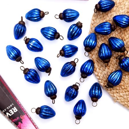 25 Pieces Tiny Blue Glass Ornaments In Geometrical Shape