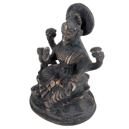 Handcrafted Black Brass Sitting Laxmi Devi Statue