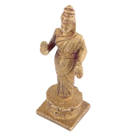 Handmade Golden Brass Standing Goddess Laxmi Idol Statue