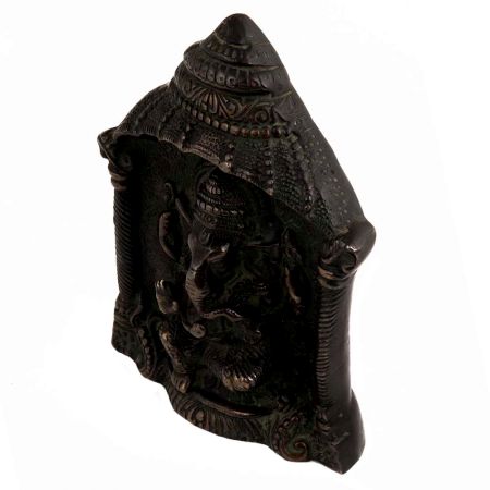 Handmade Black Brass Ganesha Idol In Temple Wall Hanging