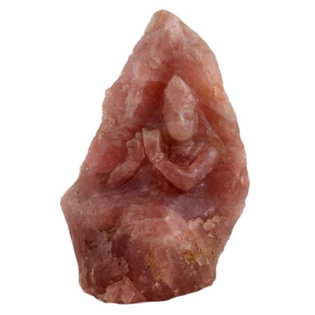 Hand Carved Rose Quartz Stone Krishna God Statue