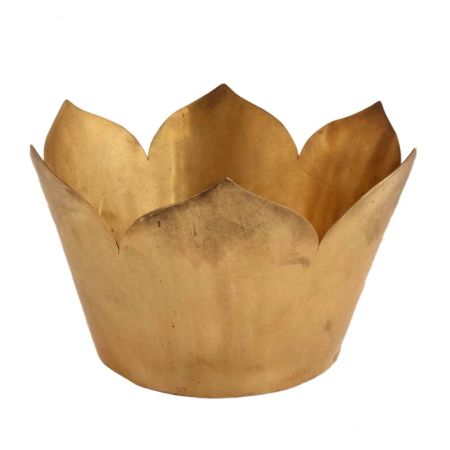 Handmade Brown Brass Round Lotus Shape Flower Pot