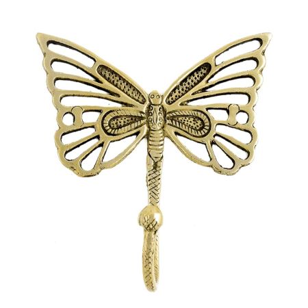 Handmade Golden Brass Butterfly Wall Mounted Hook for Hanging Clothes
