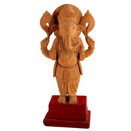 Holy Standing Ganesha Statue In Wood