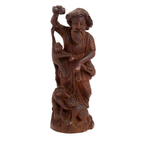 Handmade Red Wooden Madari Bandar Decorative Showpiece