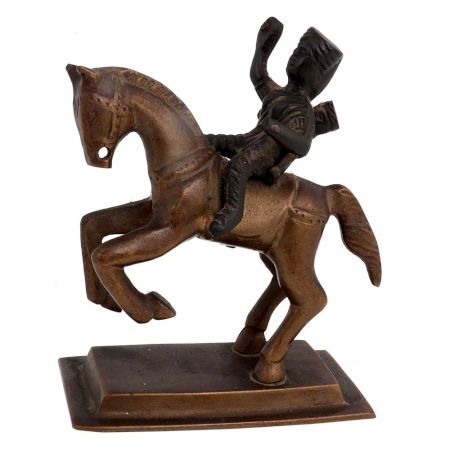 Brass Rani Laxmibai On Horse Statue