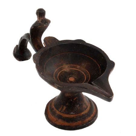 Single Brass Deepak Oil Lamp Cobra Handle