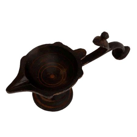 Single Brass Deepak Oil Lamp Cobra Handle