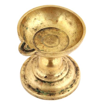 Handcrafted Golden Brass Puja Oil Diya With Single Face