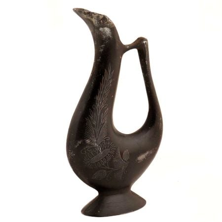 Handmade Black Brass Bidri Art Flower Vase Showpiece