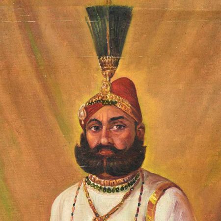 Handmade Multicolored Indian King Canvas Painting