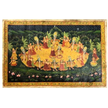Handmade Multicolored Raas Leela Pichwai Painting