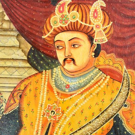 Handmade Multi-coloured Painted Of  Rajasthani King Seated On Throne