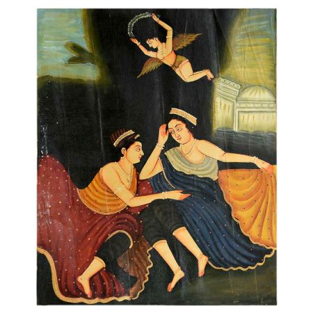 Handmade Multicolored Couple Painting For Home Decoration