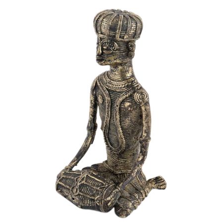 Man Drummer Statue In Antique Brass