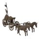 Handmade Brown Brass Chariot Or Cart With Two Horses