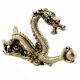 Handmade Golden Brass Chinese Dragon Holding Ball Statue