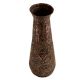 Hand carved Dark Brown Copper Vase With Embossed Flower Design