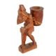 Handmade Brown Wooden Statue Of Old Man With Bag  At Back