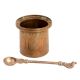 Handcrafted Golden Brown Copper Charnamrit Cup With Spoon
