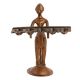 Handmade Brown Brass Lady Holding Five Faced Oil Lamp