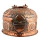 Handmade Round Brown Copper Storage Box With Embossed Design