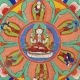 Handmade Multicolored Vajrasattva with Consort Brocade Thangka Painting