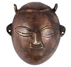 Handmade Brown Brass Ethnic Tribal Face Mask Wall Hanging
