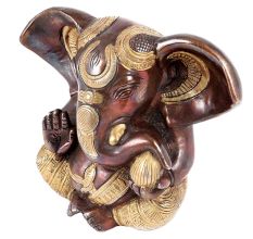 Handmade Brown And Golden Brass Decorative Ganesha Statue