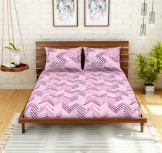 Spaces 104 TC Cotton Pink Double Bed Sheet with 2 Pillow Covers