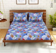 Blue Spaces 104 TC Cotton Double Bed Sheet with 2 Pillow Covers