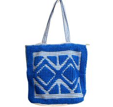 Blue Handcrafted Cotton Tote Bag