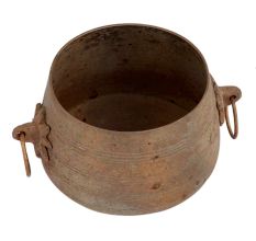 Handmade Rustic Brown Brass Planter Pot With Ring Handles