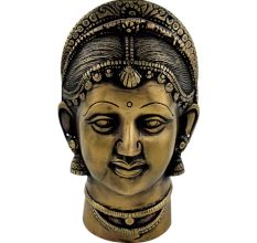 Hand Crafted Black Patina Brass Parwati Gauri Face Statue Gangaur