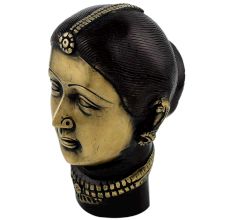 Handmade Antique Gold And Black Brass Gangaur or Gauri Head Statue