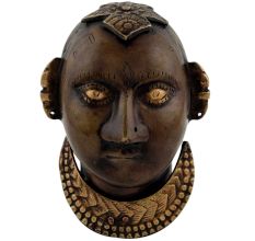 Handcrafted Brown Brass Gangaur or Gauri Head Vintage Statue