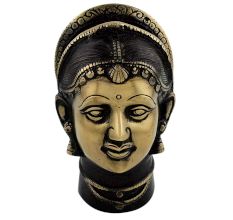 Handmade Black Finish Brass Gangaur or Gauri Head Statue