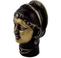 Handmade Black Brass Indian Gangaur or Gauri Goddess Face Statue