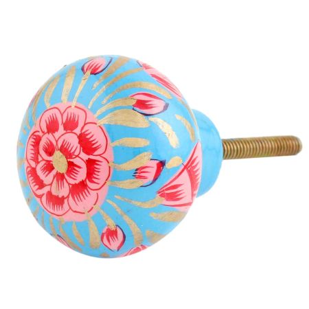 Red & Blue Beautiful Wooden Knob